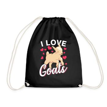 I love goat lovers domestic goat goat animal - Drawstring Bag - black - Front