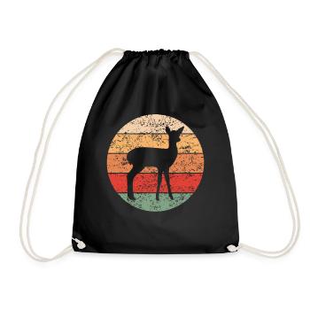 Deer Deer Retro Forest Animals Animal Lover Gift - Drawstring Bag - black - Front