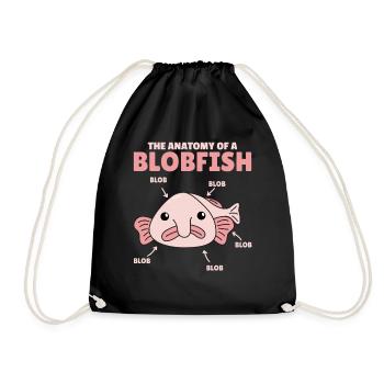 Blobfish Explanation Anatomy of an Blobfish - Drawstring Bag - black - Front