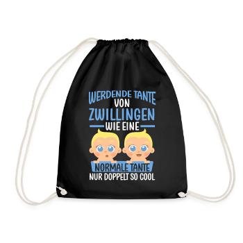 Werdende Tante von Zwillingen - Turnbeutel - Schwarz - Vorne