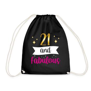 21 And Fabulous Birthday Party - Drawstring Bag - black - Front