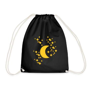 Mond Nacht Himmel Sternenhimmel Sterne himmlisch - Turnbeutel - Schwarz - Vorne