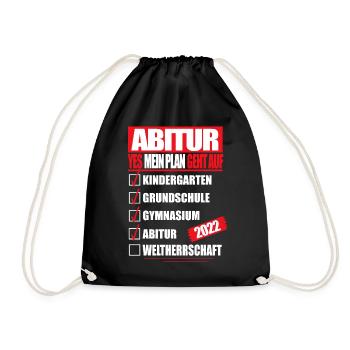 Abi 2022 Abitur bestanden WELTHERRSCHAFT Abitur - Turnbeutel - Schwarz - Vorne