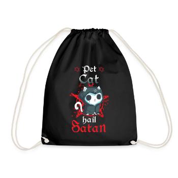 Pet Cat Hail Satan - Drawstring Bag - black - Front