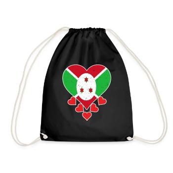 Burundi Love heart flag for Burundian pride - Drawstring Bag - black - Front
