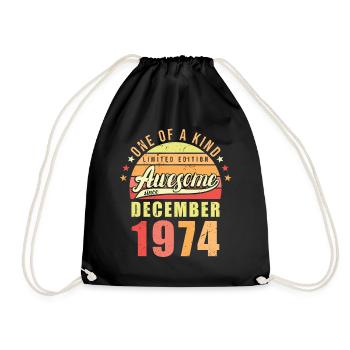 Geburtstag Dezember 1974 - Turnbeutel - Schwarz - Vorne