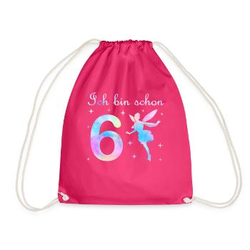 Fee Geburtstag Geschenk Mädchen 6 Jahre - Turnbeutel - Fuchsia - Vorne
