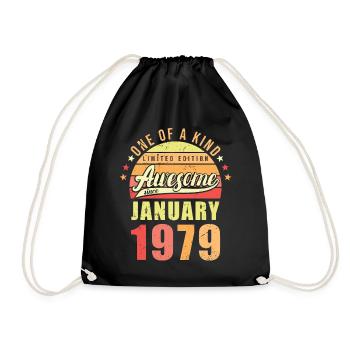 Geburtstag Januar 1979 - Turnbeutel - Schwarz - Vorne