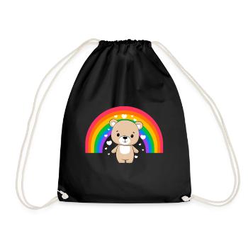 Rainbow Bear Love Gay Lesbian LGBTQ - Drawstring Bag - black - Front