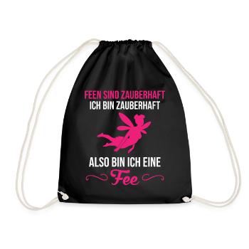 Fee Elfe Lustiger Spruch Damen Mädchen Geschenk - Turnbeutel - Schwarz - Vorne