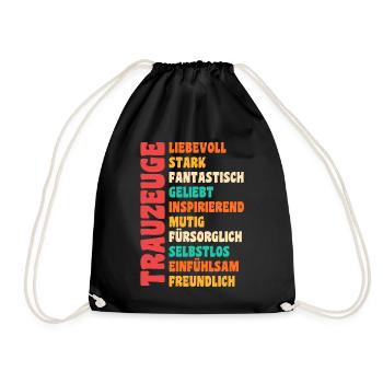 Junggesellinnenabschied Trauzeuge - Turnbeutel - Schwarz - Vorne