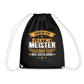 Prüfung Meister Elektromeister Bestanden Geschenk - Turnbeutel - Schwarz - Vorne