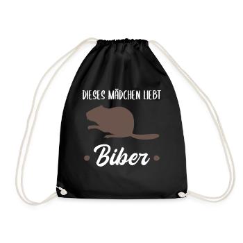 Biber Waldtiere Tierliebhaber Mädchen Geschenk - Turnbeutel - Schwarz - Vorne