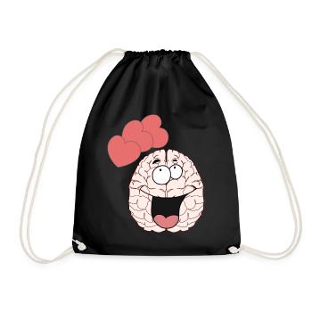 Brain Brain Feelings Love Partnership Valentine - Drawstring Bag - black - Front