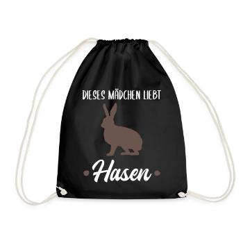 Hase Waldtiere Tierliebhaber Mädchen Geschenk - Turnbeutel - Schwarz - Vorne