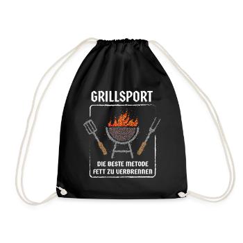 Grillen Grill BBQ Fleisch Griller - Turnbeutel - Schwarz - Vorne