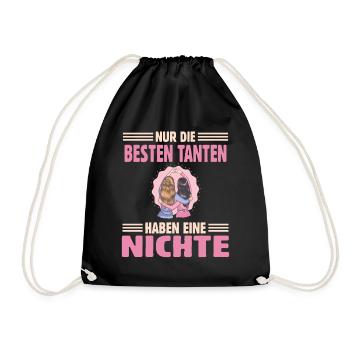 Nur die besten Tanten haben eine Nichte - Turnbeutel - Schwarz - Vorne