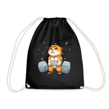 Meerschweinchen Gewichtheben Fitness-Studio - Turnbeutel - Schwarz - Vorne