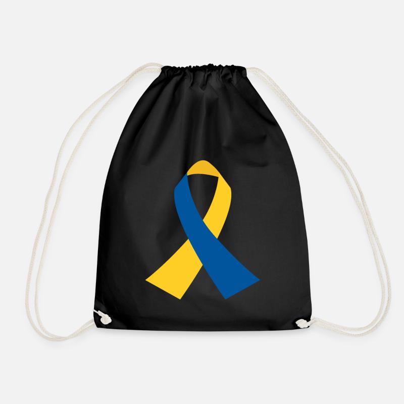 BlueYellow Ribbon Icon - Drawstring Bag - black