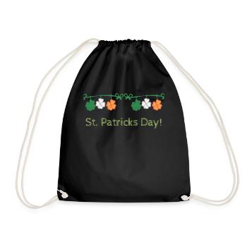 St. Patrick's Day CloverLeaf Irish Ireland Green - Drawstring Bag - black - Front