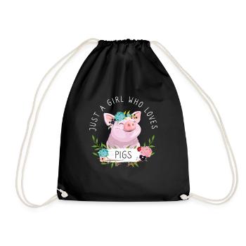 Just A Girl Who Loves Pigs - Turnbeutel - Schwarz - Vorne