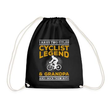Cycling legend & grandpa and I rock them both - Drawstring Bag - black - Front