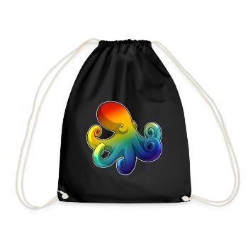 Octopus Rainbow - Drawstring Bag - black - Front