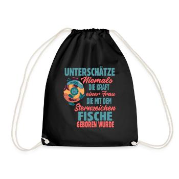 Sternzeichen Fische - Turnbeutel - Schwarz - Vorne