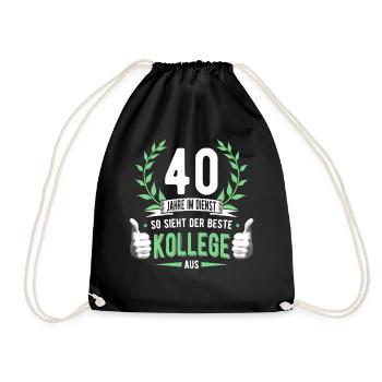 40 Jahre Dienst Kollege Dienstjubiläum Kollegin - Turnbeutel - Schwarz - Vorne