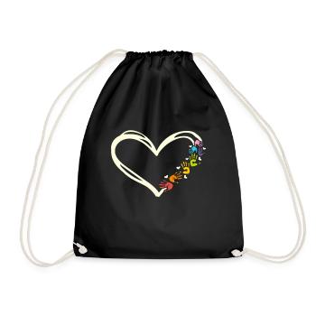 Empreintes de mains en forme de cœur d'un - Sac de sport léger - noir - Devant
