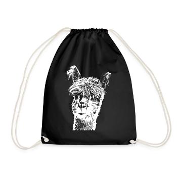 Lama Alpaca - Drawstring Bag - black - Front