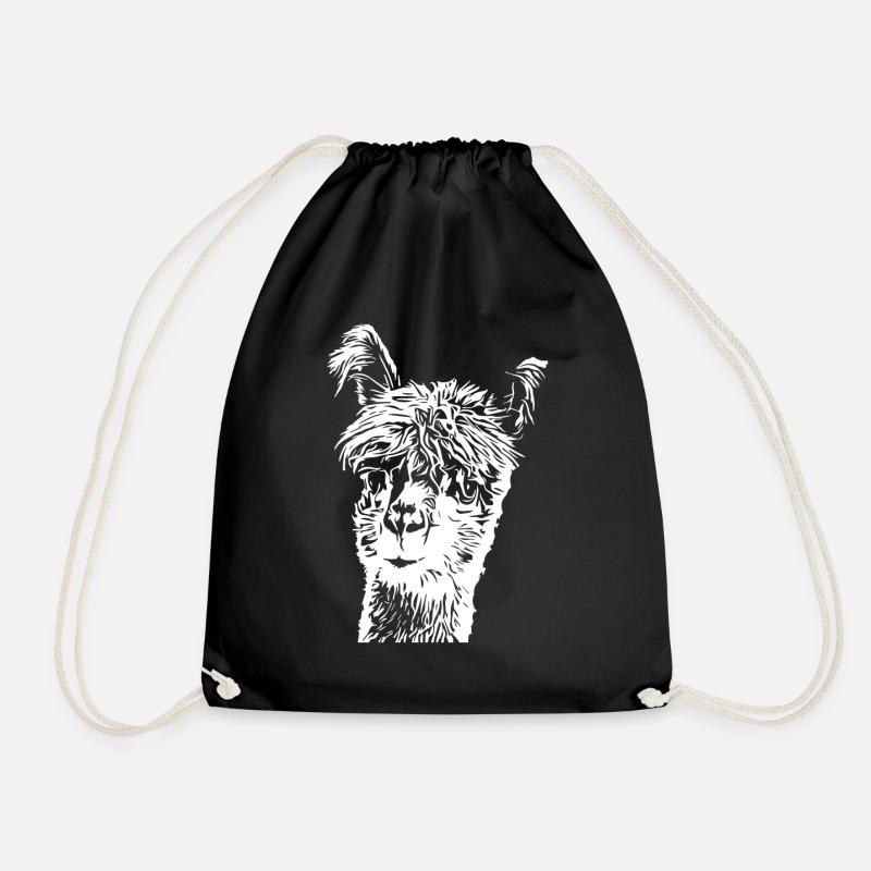 Lama Alpaca - Drawstring Bag - black