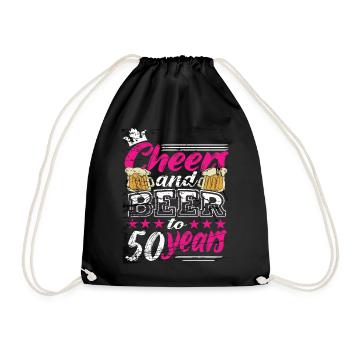 50 birthday woman - Drawstring Bag - black - Front