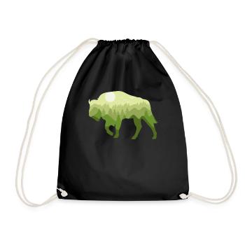 Bison Bison Bison Forest Natural Landscape Gift - Drawstring Bag - black - Front
