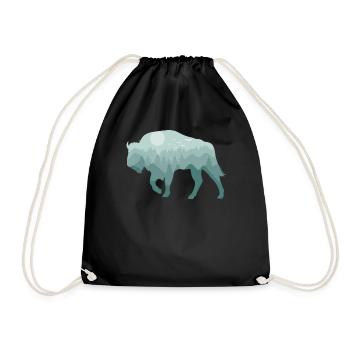 Bison Wisent Wald Natur Landschaft Geschenk - Turnbeutel - Schwarz - Vorne