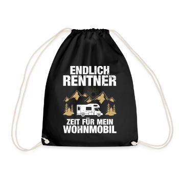 Rentner Wohnmobil Rente Camper Campen Van Geschenk - Turnbeutel - Schwarz - Vorne