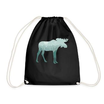 Elk Deer Forest Natural Landscape Gift - Drawstring Bag - black - Front