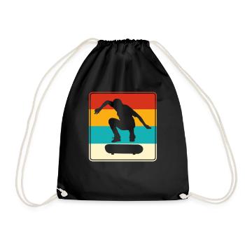 Skaten Skating Logo Retro - Turnbeutel - Schwarz - Vorne