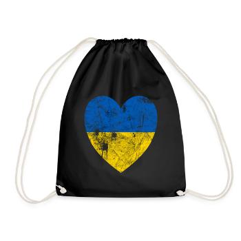 VINTAGE HERZ FLAGGE BLAU GELB UKRAINE - Turnbeutel - Schwarz - Vorne