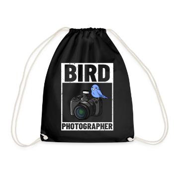 Bird Photography Lens Camera Photographer - Drawstring Bag - black - Front