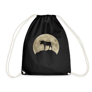Elch Hirsch Mond Waldtiere Tierliebhaber Geschenk - Turnbeutel - Schwarz - Vorne