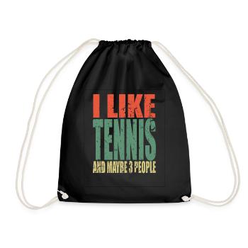 Tennis saying funny - Drawstring Bag - black - Front