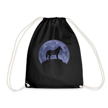 Wolf Hund Mond Waldtiere Tierliebhaber Geschenk - Turnbeutel - Schwarz - Vorne