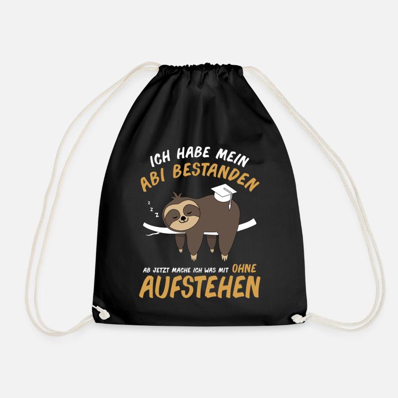 Abitur Abschluss Abi Abifeier Faultier Geschenk - Turnbeutel - Schwarz