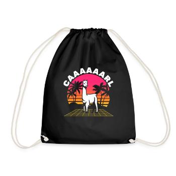 Carl Lama with Hat - Funny Retro Wave Saying - Drawstring Bag - black - Front