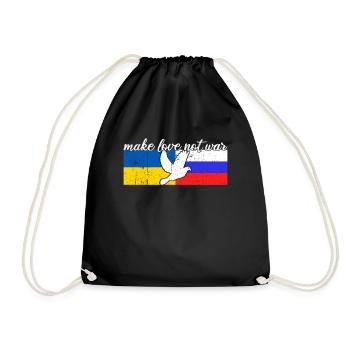 Ukraine Russia Conflict Dove of Peace - Drawstring Bag - black - Front