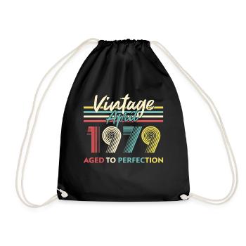 Vintage April 1979 Aged To Perfection - Drawstring Bag - black - Front