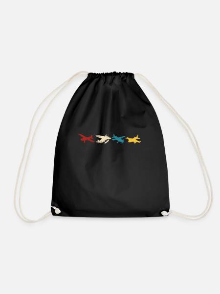 Airplane Pilot Vintage - Turnbeutel - Schwarz
