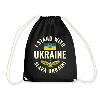 Ukraine Fahne Flagge Frieden Freiheit - Turnbeutel - Schwarz - Vorne