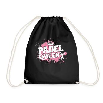 Padel Queen für die Beste Padel Spielerin - Turnbeutel - Schwarz - Vorne